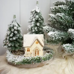 ohgreen Besneeuwd huisje met led verlichting