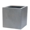 ohgreen Bloembak Fiberstone kubus 50x50cm grijs
