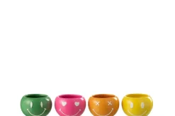 ohgreen Bloempot smiley porselein mix small assortiment van 4
