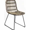 ohgreen Chair dining metal rattan brown 46x57h84cm