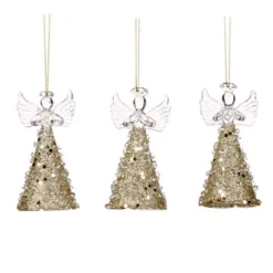 ohgreen Glazen glitterengel met juweel