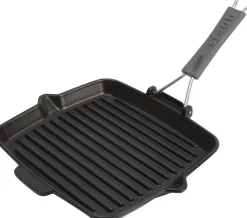 ohgreen Grillpan met inklapbare greep 24 x 24 cm zwart