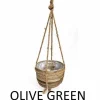 ohgreen hanging basket stripe with rope d40h30cm - olive green