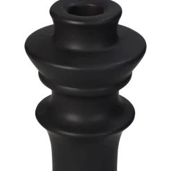 ohgreen Kandelaar fijn aardewerk zwart 8x8x18cm