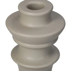 ohgreen Kandelaar fijn aardewerk beige 8x8x18cm