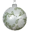 ohgreen Kerstbal glas mat tak met bloem