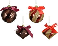 ohgreen Kerstbal glas strik en glitters