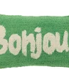 ohgreen Kussen bonjour getuft katoen groen/wit