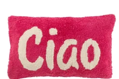 ohgreen Kussen cia getuft katoen roze/wit