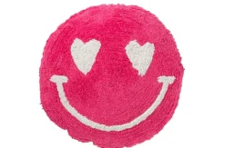ohgreen Kussen smiley getuft katoen roze/wit