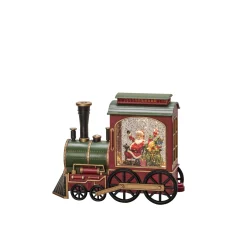 ohgreen Led kerstlantaarn locomotief met kerstman en zak met kerstcadeaus