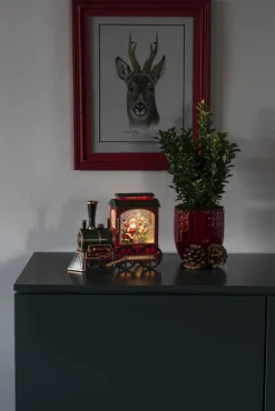 ohgreen Led kerstlantaarn locomotief met kerstman en zak met kerstcadeaus