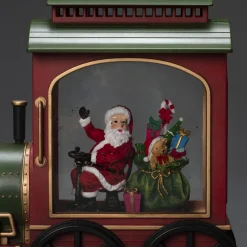 ohgreen Led kerstlantaarn locomotief met kerstman en zak met kerstcadeaus