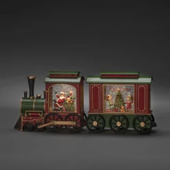 ohgreen Led kerstlantaarn treinwagon met kinderen, kerstboom en kerstcadeaus