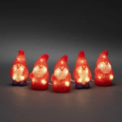 ohgreen Led lichtsnoer met 5 rode acryl kerstmannen