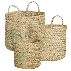 ohgreen Mand rond blad donkergroen - h23xd25cm