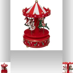 ohgreen Muzikale carrousel met kerstman en sneeuwpop