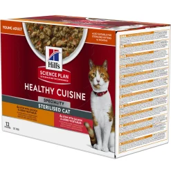 ohgreen Natvoer voor katten hill's science plan healthy cuisine sterilised cat adult stoofpotje met kip en toegevoegde groenten, met zalm en toegevoegde groenten multipack 12x80g