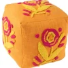 ohgreen Poef vierkant bloem katoen oranje/roze/geel