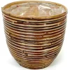 ohgreen Pot round balloon stripe bronze d15h14cm
