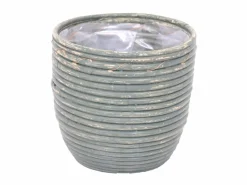 ohgreen Pot round balloon stripe olive d15h14cm