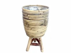 ohgreen Pot streep grijs houten pootjes