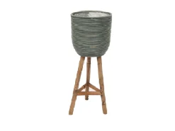 ohgreen Pot stripe wooden legs green d25h64cm