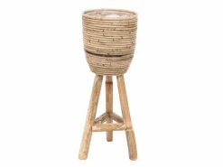 ohgreen Pot stripe wooden legs grey d20h47cm