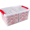 ohgreen Q-line kerst box 45l met trays voor 98 kerstballen tr rood
