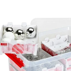 ohgreen Q-line kerst box 45l met trays voor 98 kerstballen tr rood