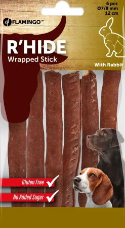 ohgreen R'hide stokjes omwikkeld met konijn 7/8mm 12cm 6st 70gr