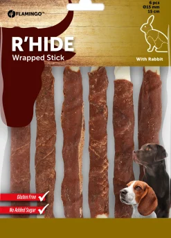 ohgreen R'hide stokjes omwikkeld met konijn 15mm 15cm 6st 180gr