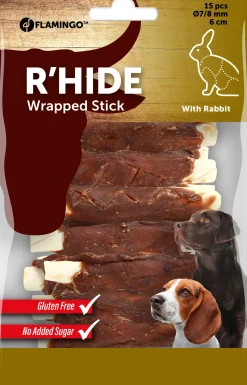 ohgreen R'hide stokjes omwikkeld met konijn 7/8mm 6cm 15st 100gr