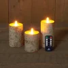 ohgreen Set van 3 rustieke wax led kaarsen met bewegende vlam berk wit