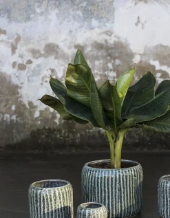 ohgreen Sixties Pot ribbels blauw grijs d15,5 h14,5