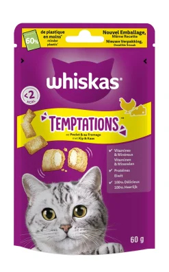 ohgreen Snacks voor katten |whiskas temptations kip 60g