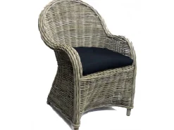 ohgreen Stoel antiek grijs met kussen