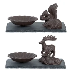 ohgreen Vogelbad op leisteen voorzien van bosdieren